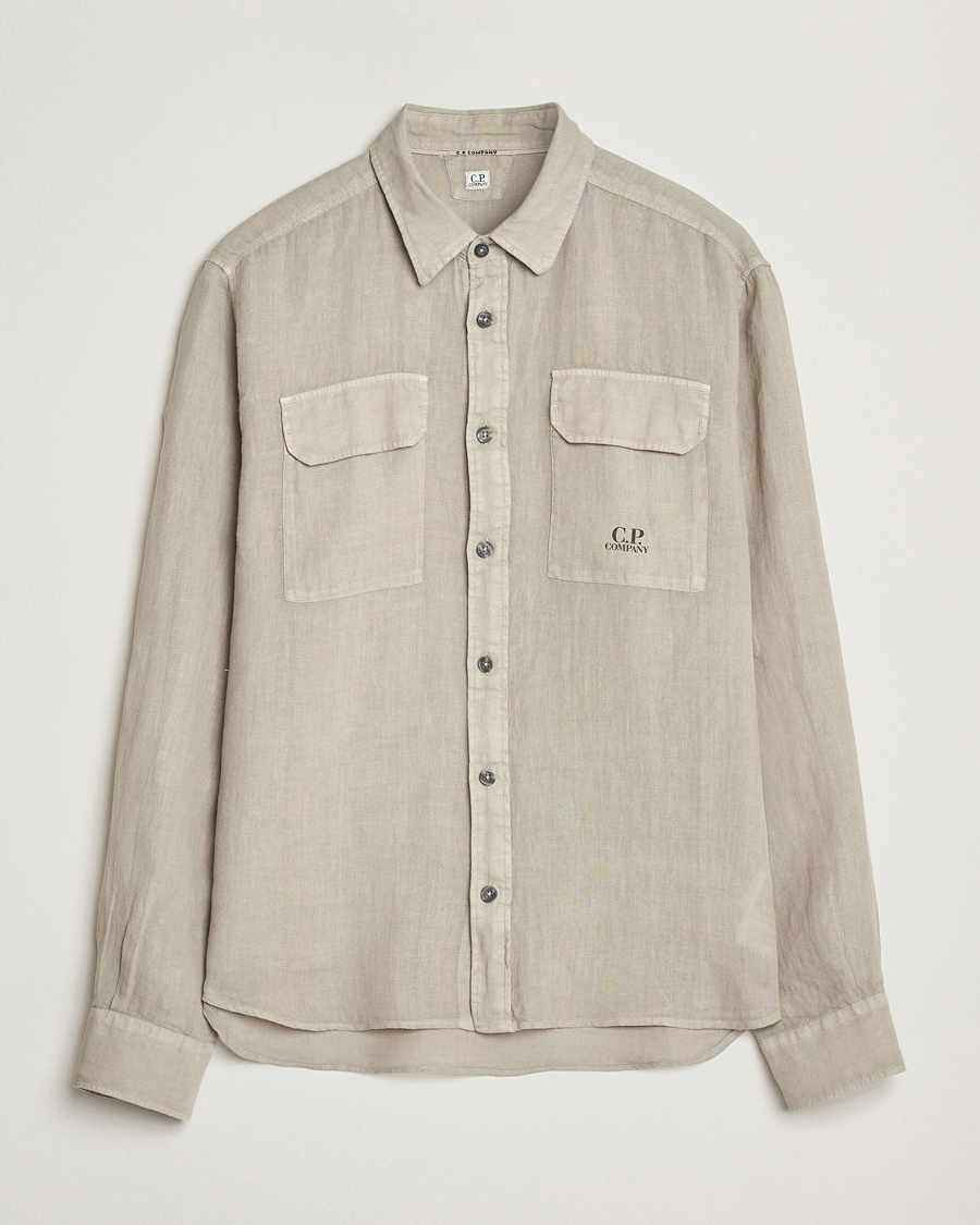Hombres | Camisas | C.P. Company | Long Sleeve Linen Shirt Taupe