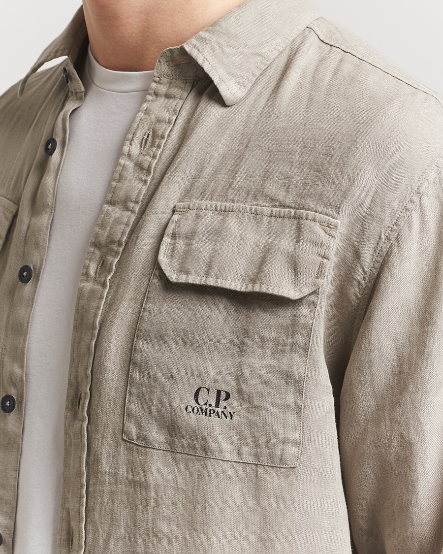 Hombres | Camisas | C.P. Company | Long Sleeve Linen Shirt Taupe