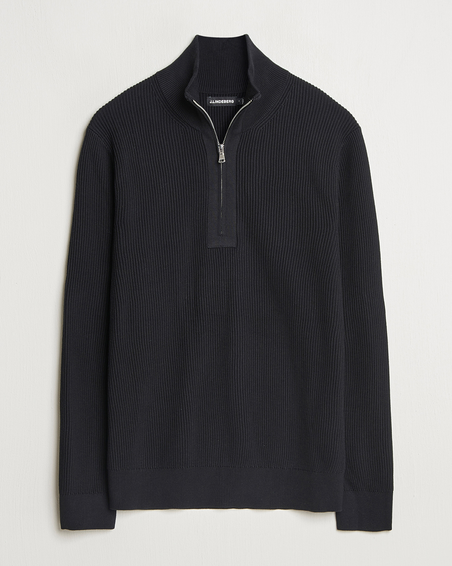 Hombres | Jerséis y prendas de punto | J.Lindeberg | Alex Knitted Half-Zip Black