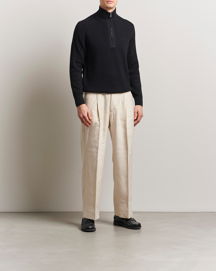 Hombres | Jerséis y prendas de punto | J.Lindeberg | Alex Knitted Half-Zip Black