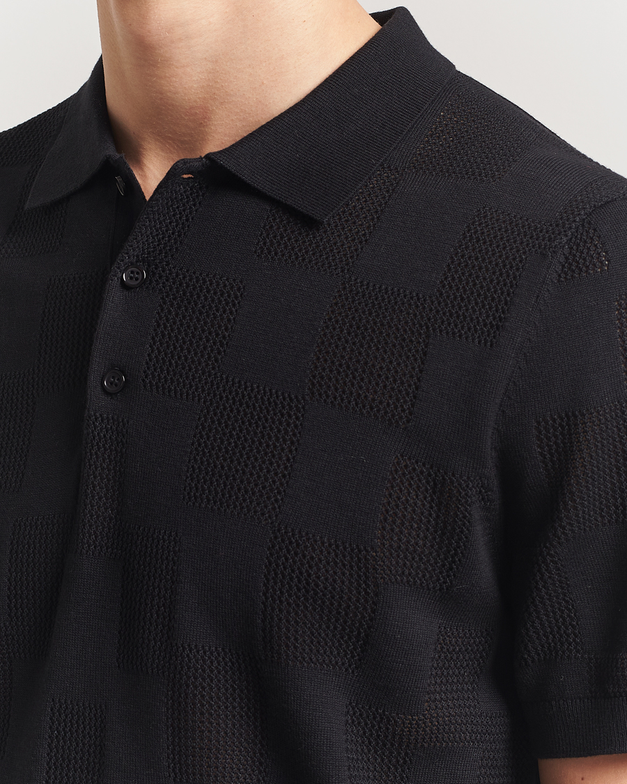 Hombres | Polos | J.Lindeberg | Reymond Stacked Bridge Polo Black