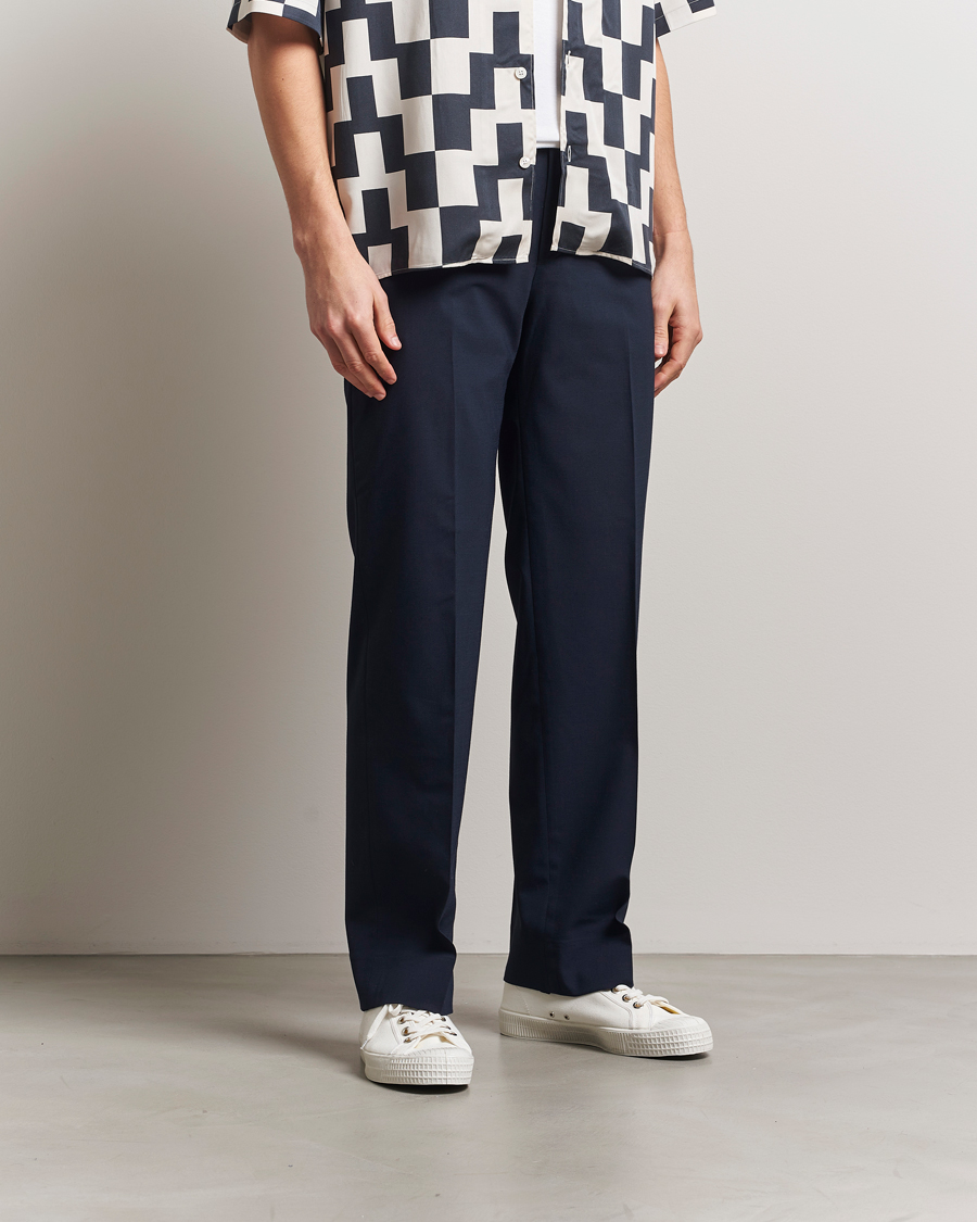 Hombres | Pantalones | J.Lindeberg | Gabi Drape Wool Pants Navy