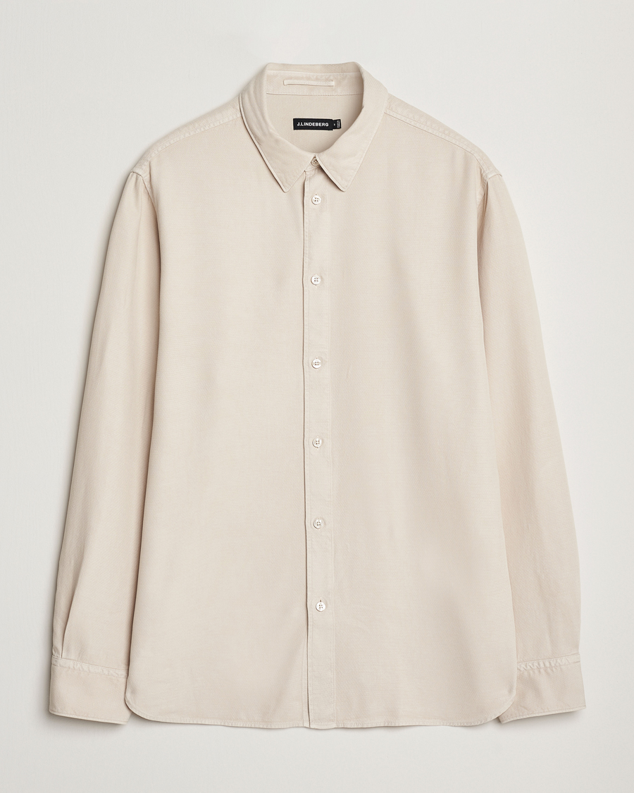 Hombres | Camisas | J.Lindeberg | Garment Dyed Structure Tencel Shirt Moonbeam