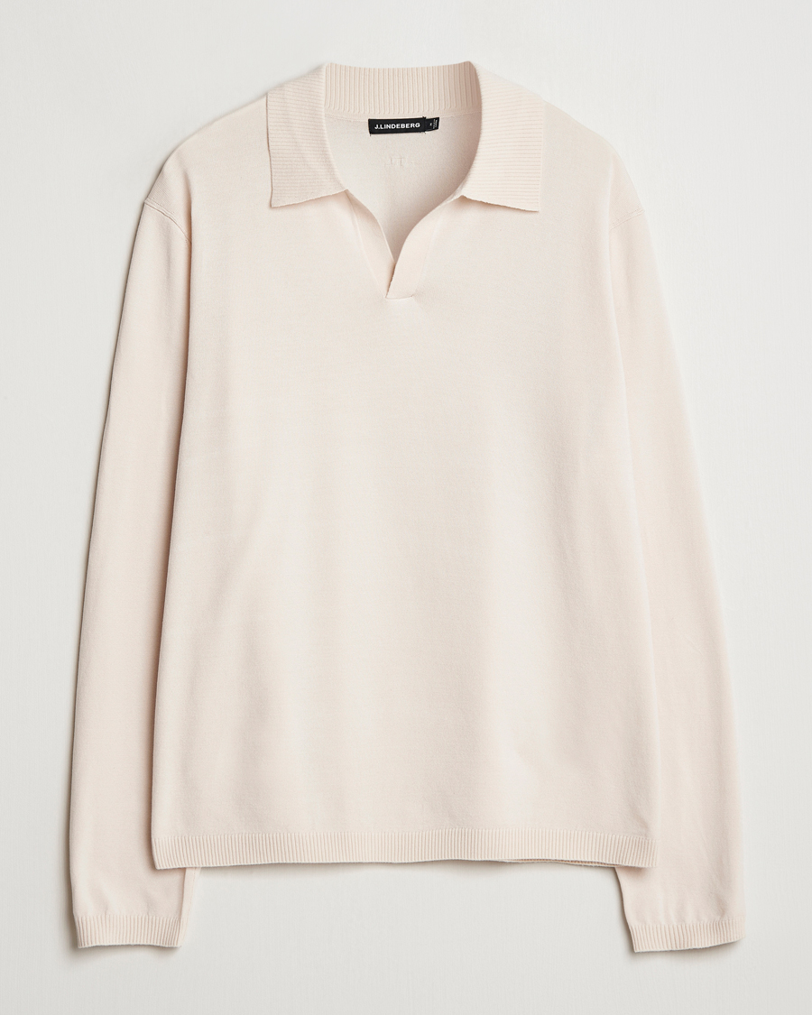 Hombres | Polos | J.Lindeberg | Rowan Long Sleeve Polo Moonbeam