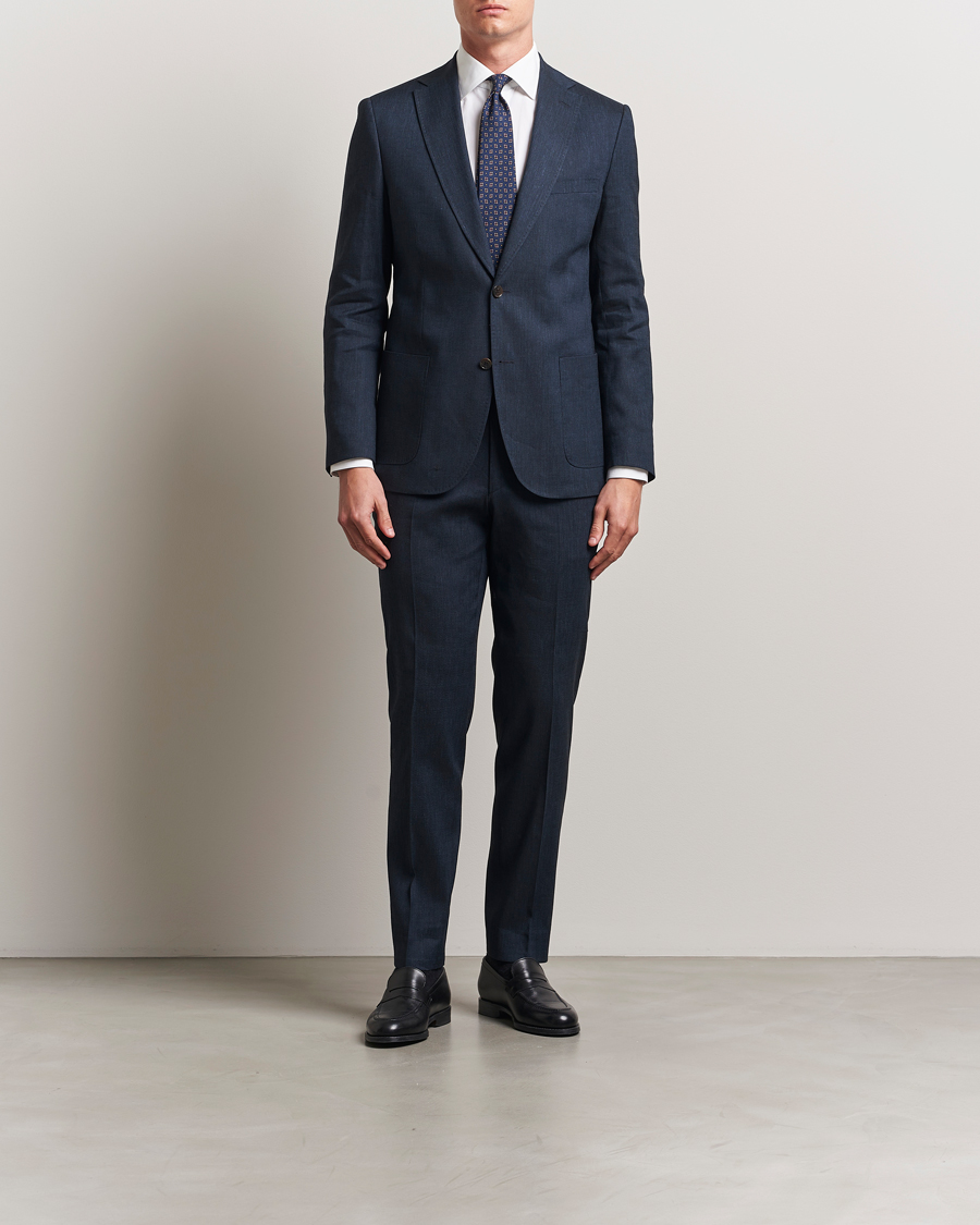 Hombres | Pantalones | Morris | Heritage Linen Suit Trousers Navy