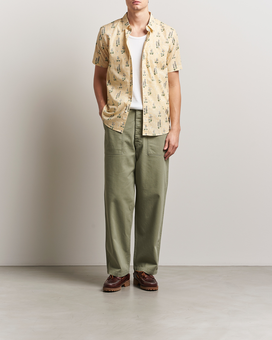Hombres | Pantalones | orSlow | Herringbone Summer Fatigue Pants Green