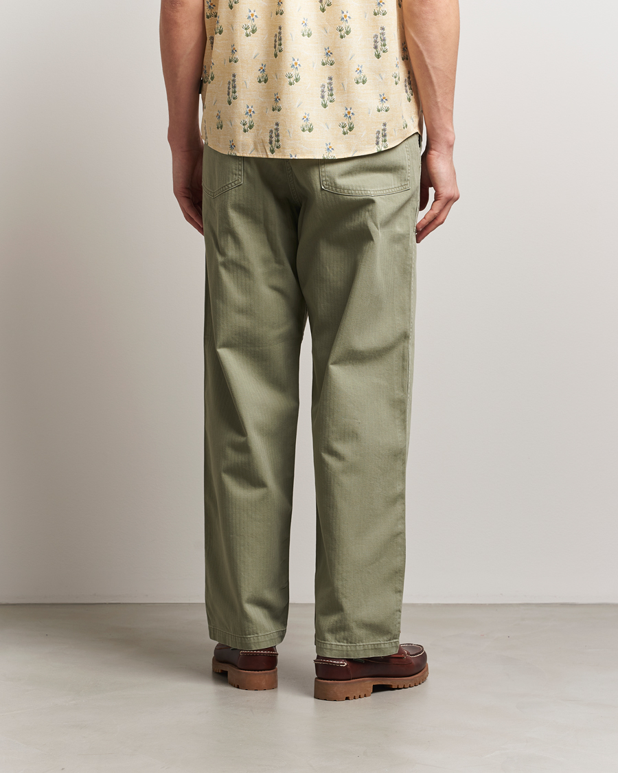 Hombres | Pantalones | orSlow | Herringbone Summer Fatigue Pants Green