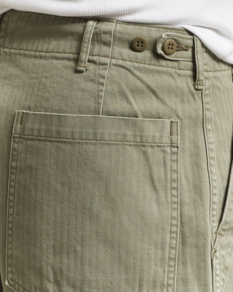 Hombres | Pantalones | orSlow | Herringbone Summer Fatigue Pants Green