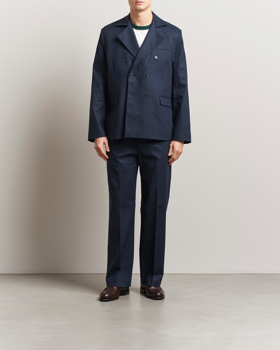 Hombres | Blazers | Palmes | Double Breasted Linen Sport Coat Navy