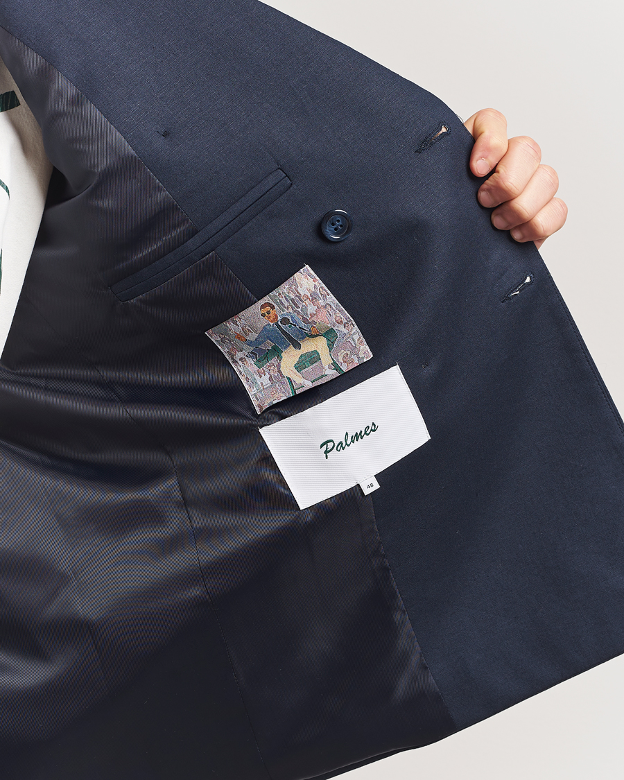Hombres | Blazers | Palmes | Double Breasted Linen Sport Coat Navy