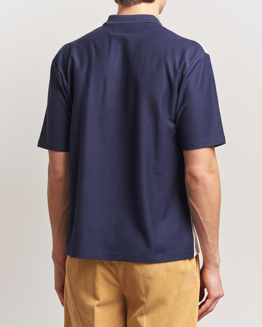 Hombres | Polos | Palmes | Textured Zip Polo White/Navy