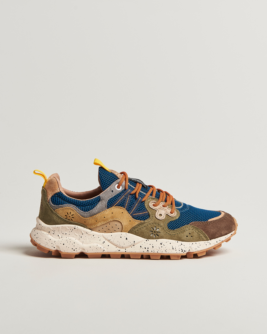 Hombres | Flower Mountain Yamano 3 Suede/Nylon Mesh Sneaker Green/Brown/Blue | Flower Mountain | Yamano 3 Suede/Nylon Mesh Sneaker Green/Brown/Blue