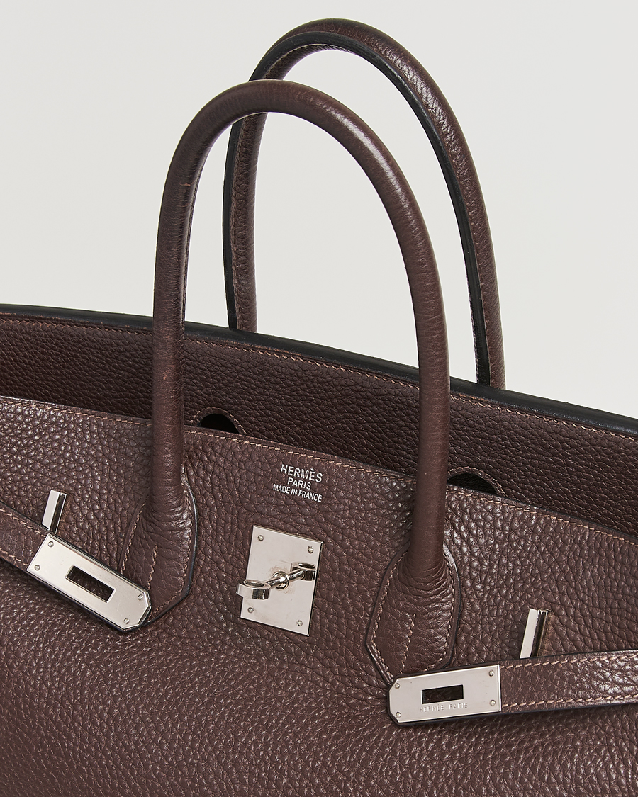 Hombres | Hermès Pre-Owned Birkin 35 Taurillon Clemence Handbag Ebene | Hermès Pre-Owned | Birkin 35 Taurillon Clemence Handbag Ebene