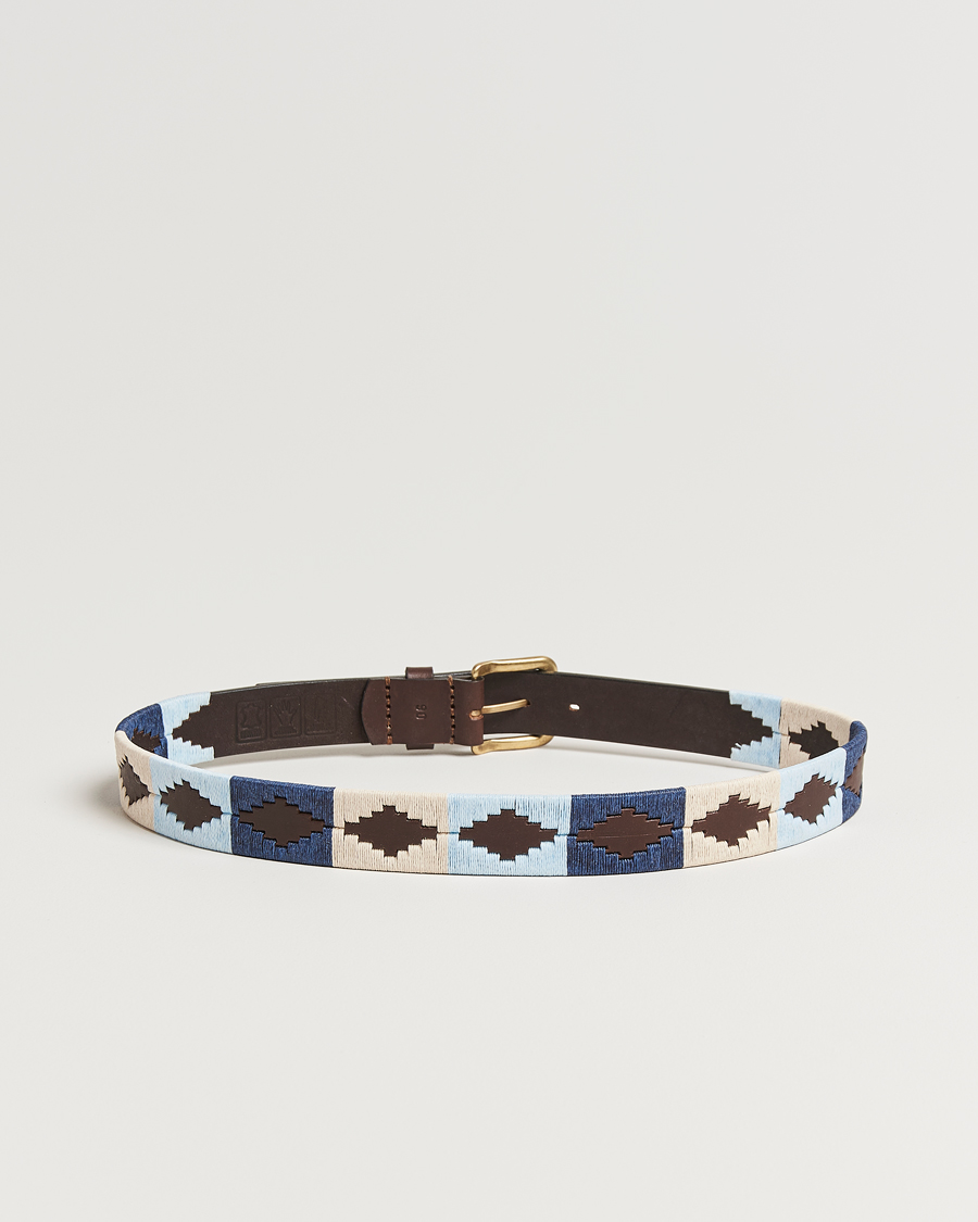 Hombres | Cinturones | Pampeano | Sereno Hand Stitched Classic Leather Belt 3,5cm Blue