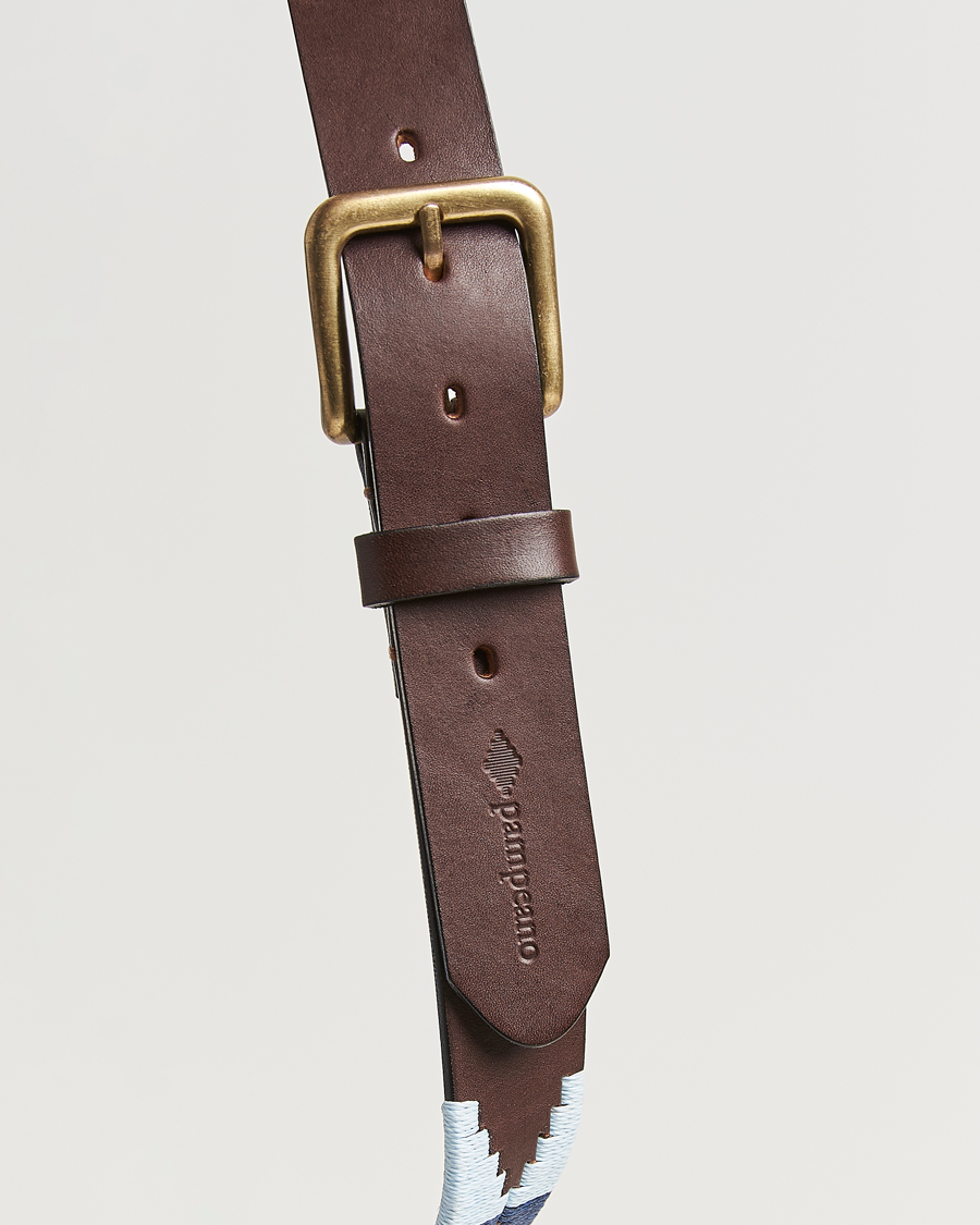 Hombres | Cinturones | Pampeano | Sereno Hand Stitched Classic Leather Belt 3,5cm Blue