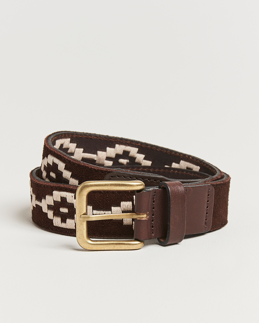 Hombres | Pampeano Confianza Hand Stitched Suede Belt 3,5cm Brown | Pampeano | Confianza Hand Stitched Suede Belt 3,5cm Brown