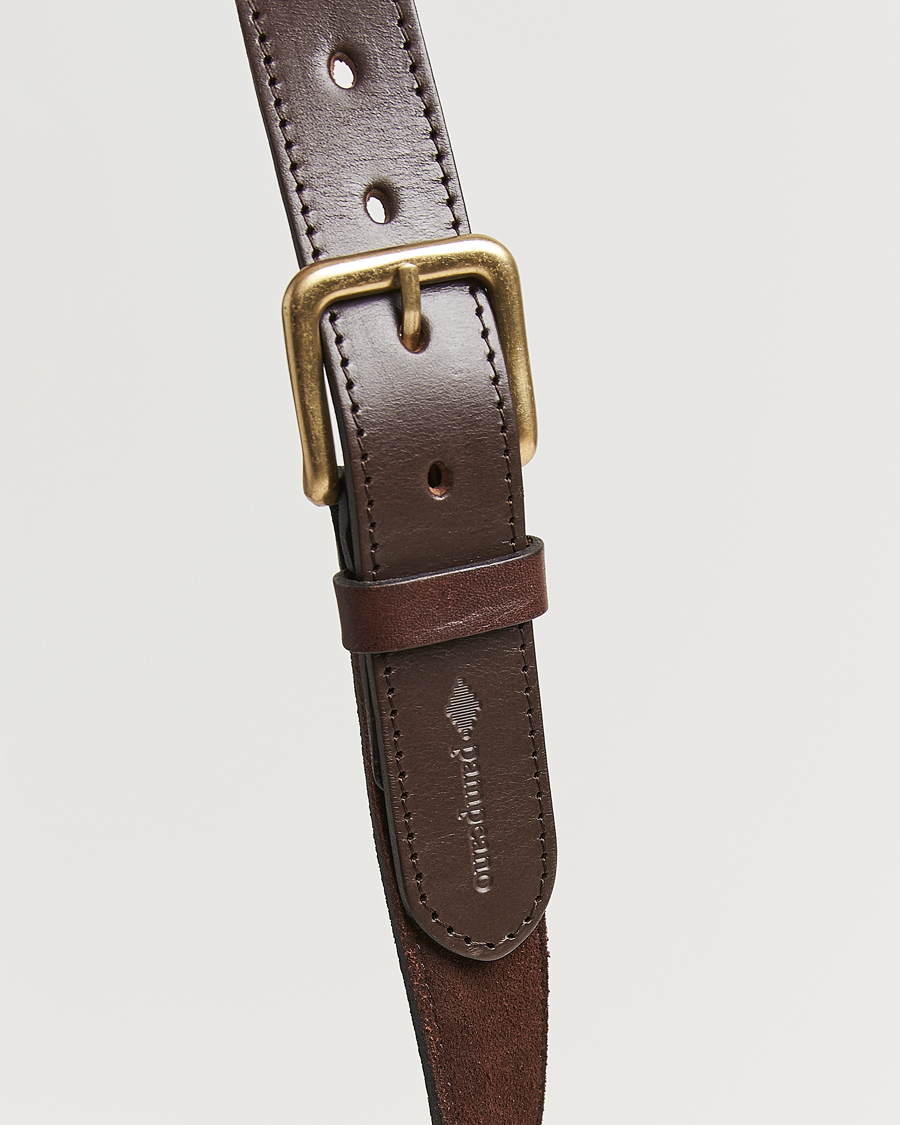 Hombres | Pampeano Confianza Hand Stitched Suede Belt 3,5cm Brown | Pampeano | Confianza Hand Stitched Suede Belt 3,5cm Brown