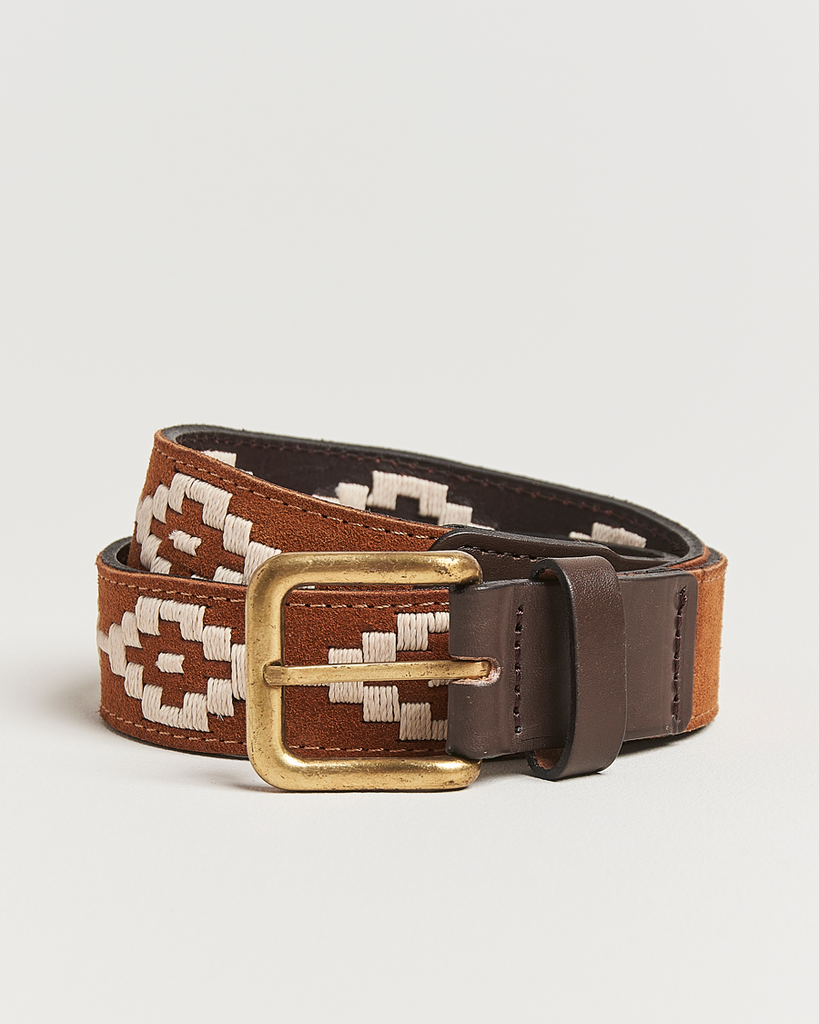 Hombres | Pampeano Confianza Hand Stitched Suede Belt 3,5cm Tan | Pampeano | Confianza Hand Stitched Suede Belt 3,5cm Tan