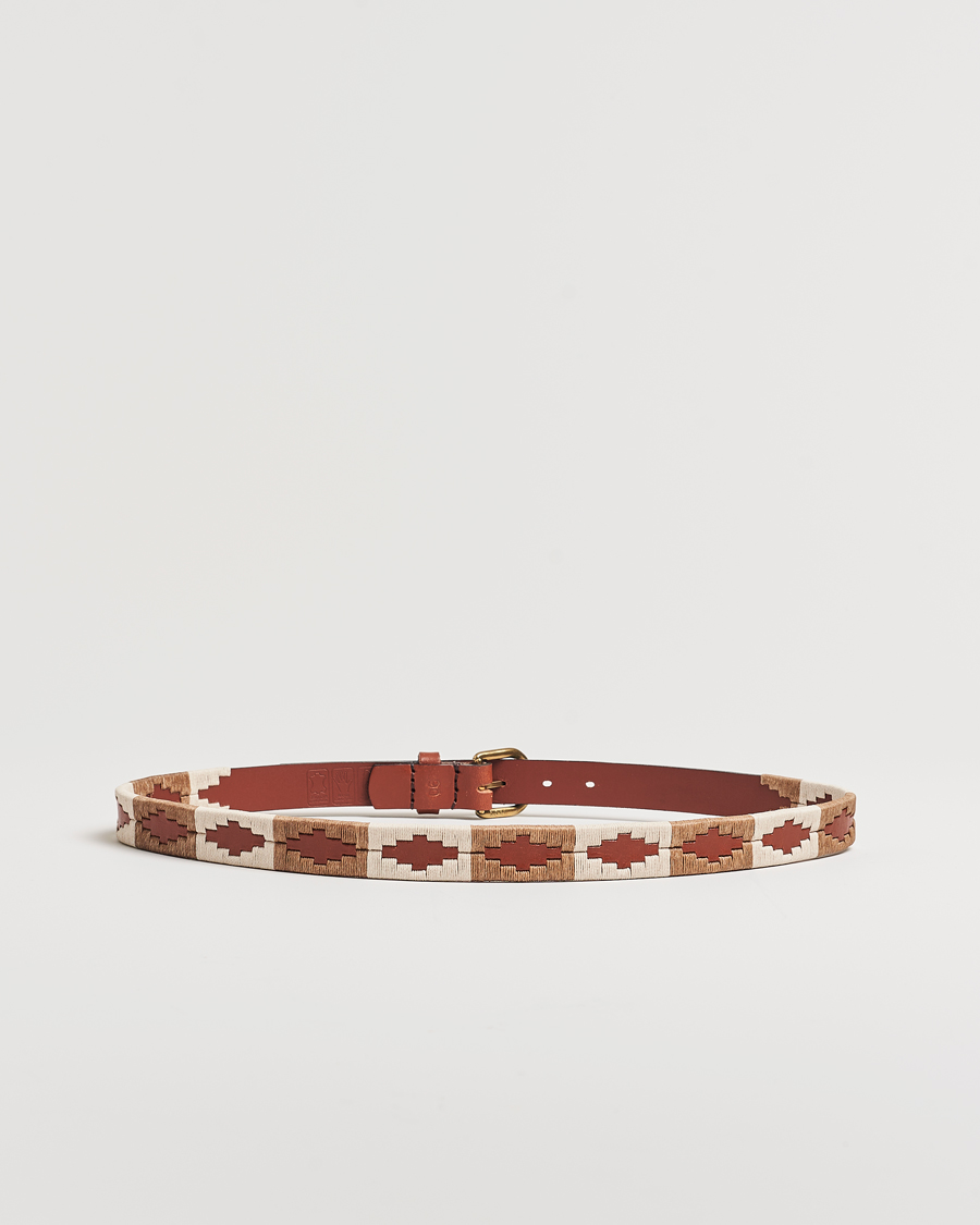 Hombres | Cinturones | Pampeano | Skinny Hand Stitched Leather Belt 2,5cm Brown