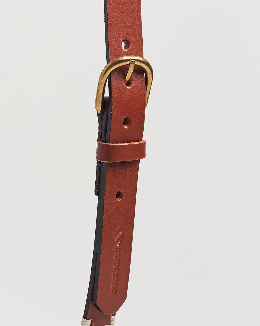 Hombres | Cinturones | Pampeano | Skinny Hand Stitched Leather Belt 2,5cm Brown