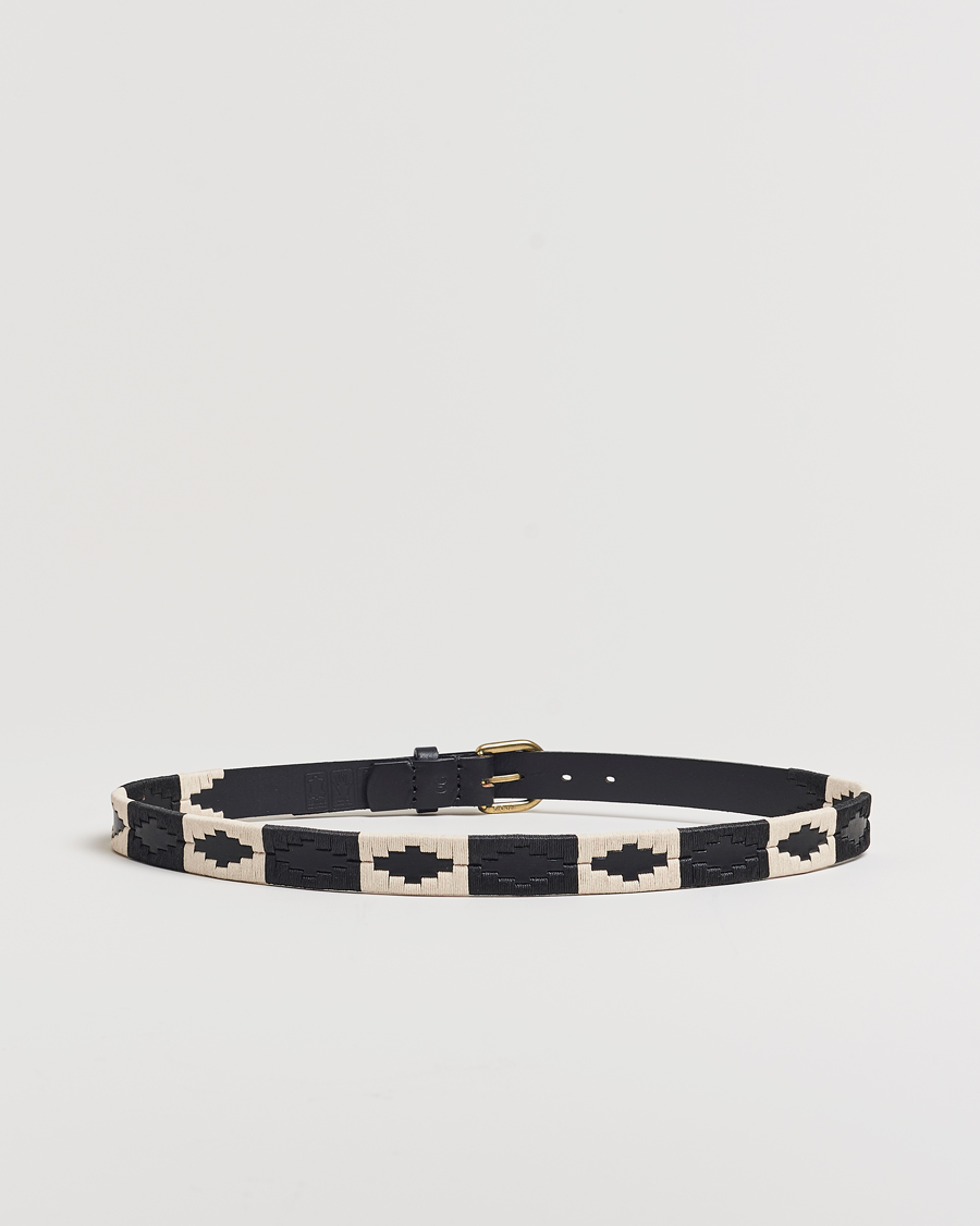 Hombres | Cinturones | Pampeano | Skinny Hand Stitched Leather Belt 2,5cm Black
