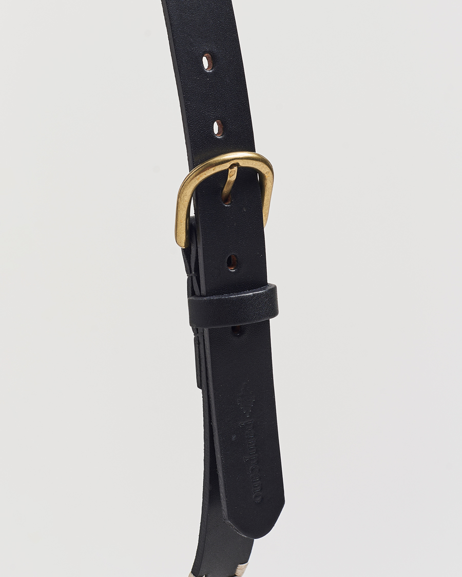 Hombres | Cinturones | Pampeano | Skinny Hand Stitched Leather Belt 2,5cm Black
