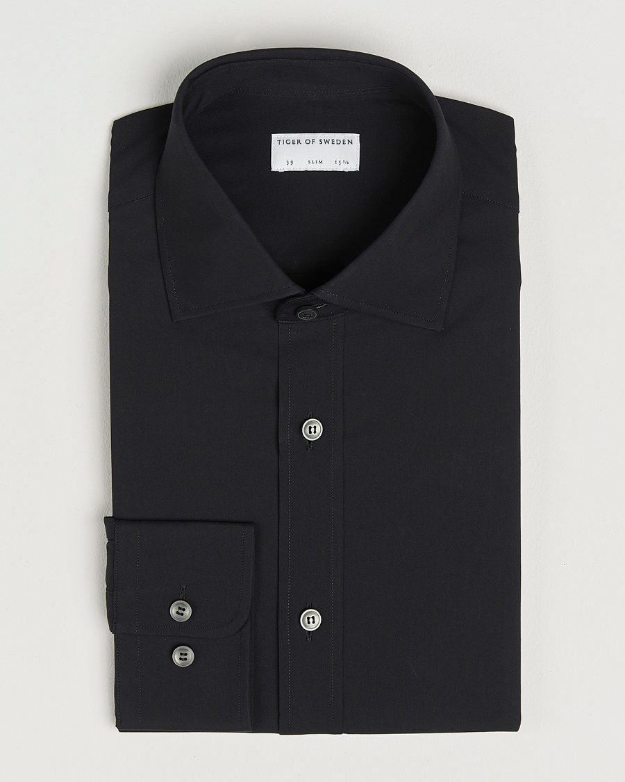 Hombres | Camisas | Tiger of Sweden | Adley Slim Fit Cut Away Shirt Black