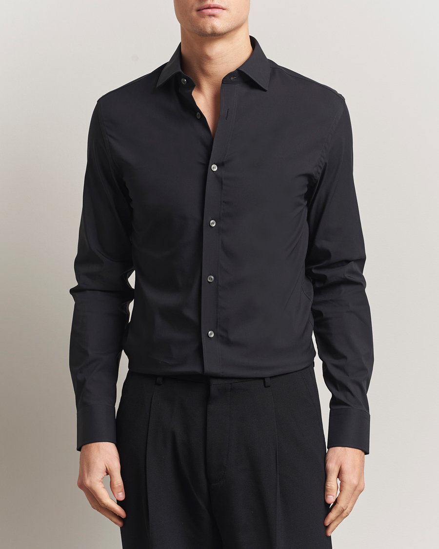 Hombres | Camisas | Tiger of Sweden | Adley Slim Fit Cut Away Shirt Black