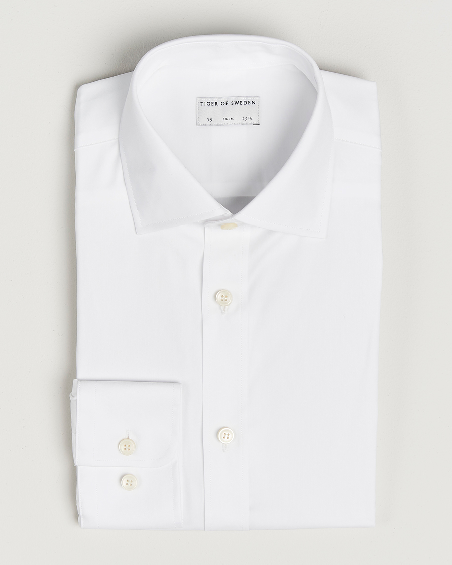 Hombres | Camisas | Tiger of Sweden | Adley Slim Fit Cut Away Shirt White