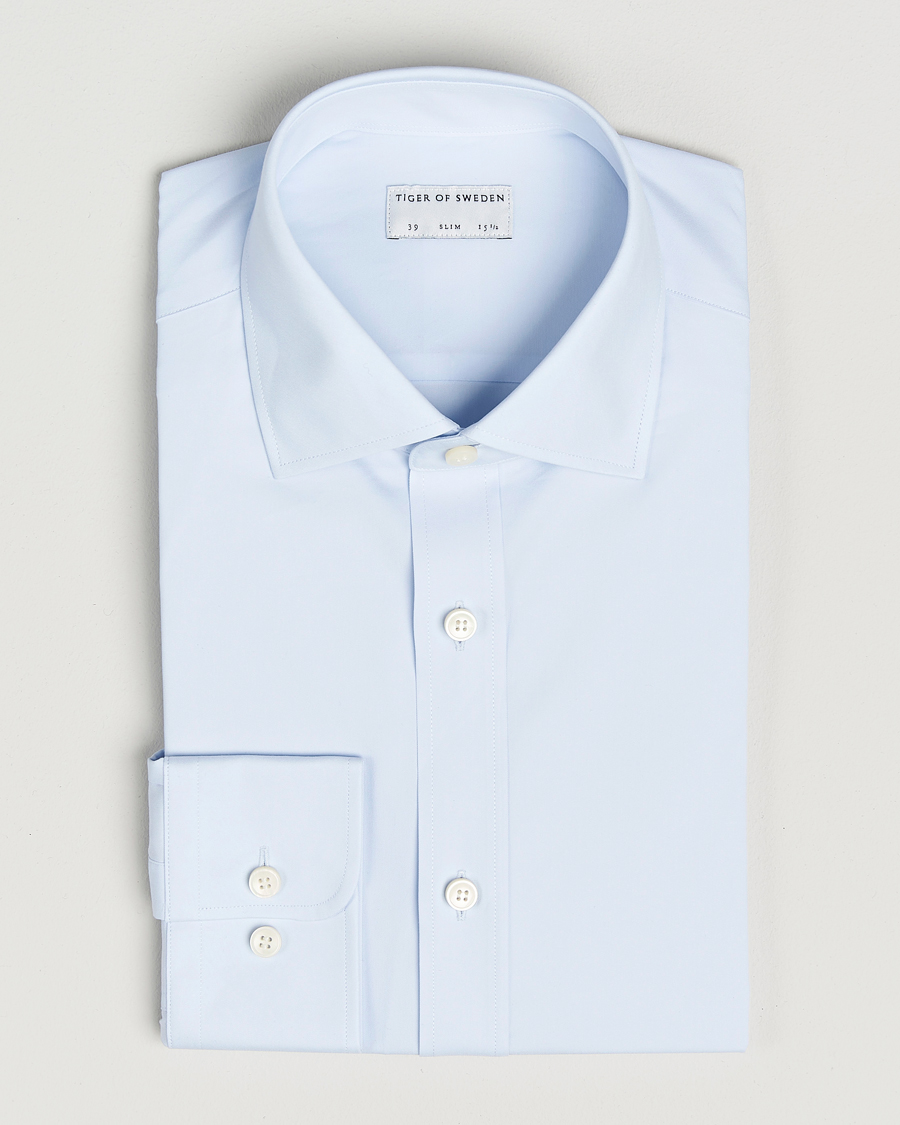 Hombres | Camisas | Tiger of Sweden | Adley Slim Fit Cut Away Shirt Light Blue