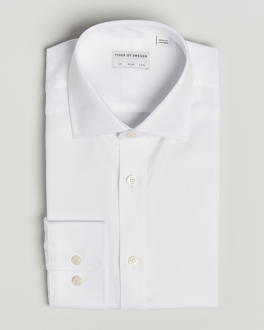 Hombres | Camisas | Tiger of Sweden | Adley Structured Slim Fit Cut Away Shirt White