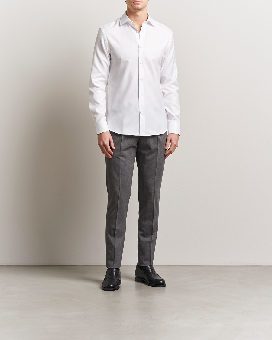 Hombres | Camisas | Tiger of Sweden | Adley Structured Slim Fit Cut Away Shirt White