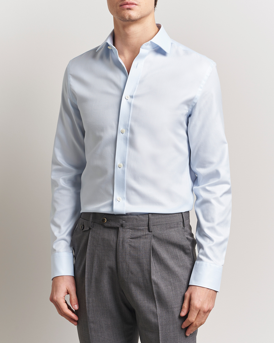 Hombres | Camisas | Tiger of Sweden | Adley Structured Slim Fit Cut Away Shirt Light Blue