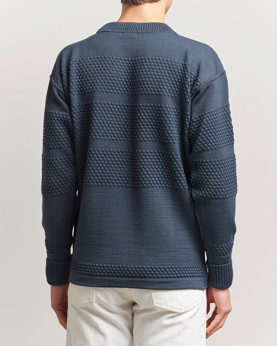 Hombres | Jerséis y prendas de punto | S.N.S. Herning | Fisherman Wool Crew Neck Sweater Faded Mineral Blue