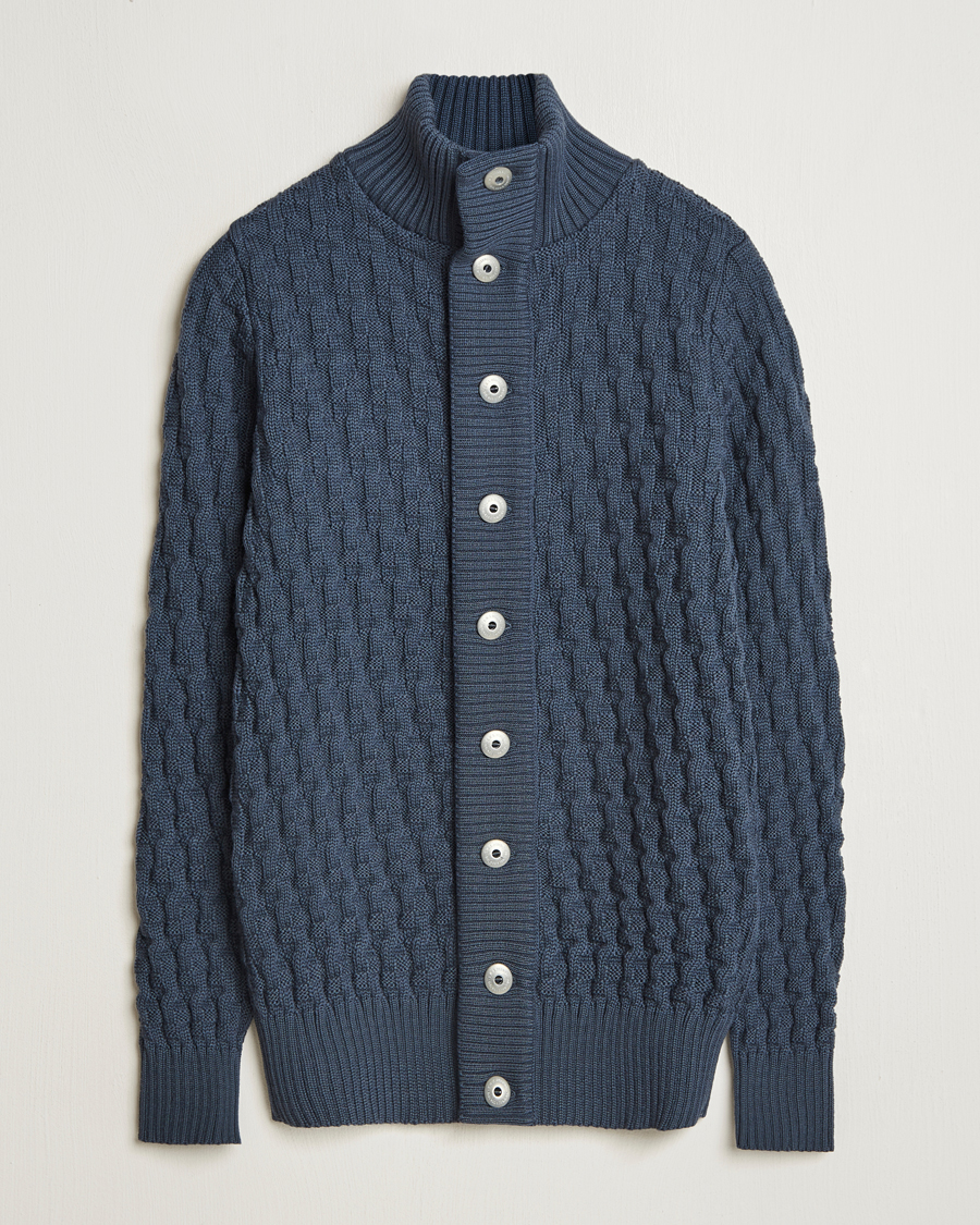 Hombres | Jerséis y prendas de punto | S.N.S. Herning | Stark Cable Cardigan Faded Mineral Blue