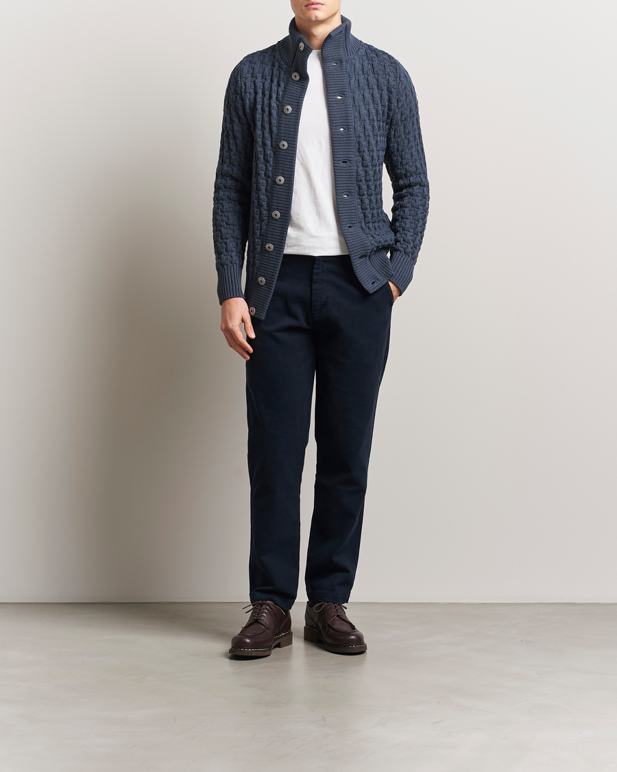 Hombres | Jerséis y prendas de punto | S.N.S. Herning | Stark Cable Cardigan Faded Mineral Blue