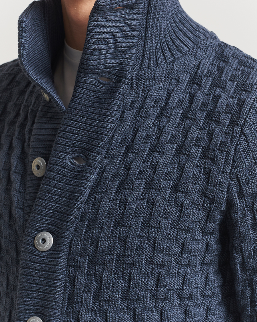 Hombres | Jerséis y prendas de punto | S.N.S. Herning | Stark Cable Cardigan Faded Mineral Blue