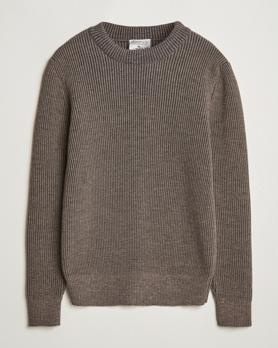 Hombres | Jerséis y prendas de punto | S.N.S. Herning | Fender Wool Crew Neck Terra Brown