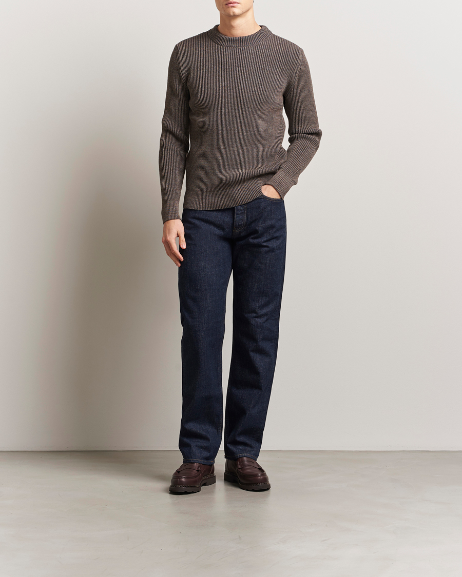 Hombres | Jerséis y prendas de punto | S.N.S. Herning | Fender Wool Crew Neck Terra Brown