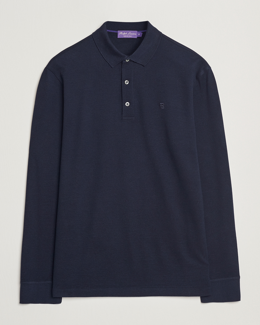 Hombres | Jerséis y prendas de punto | Ralph Lauren Purple Label | Long Sleeve Wool Polo Navy