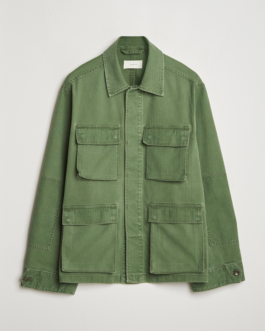 Hombres | Camisas | Jeanerica | Luc Herringbone Overshirt Chevron Green