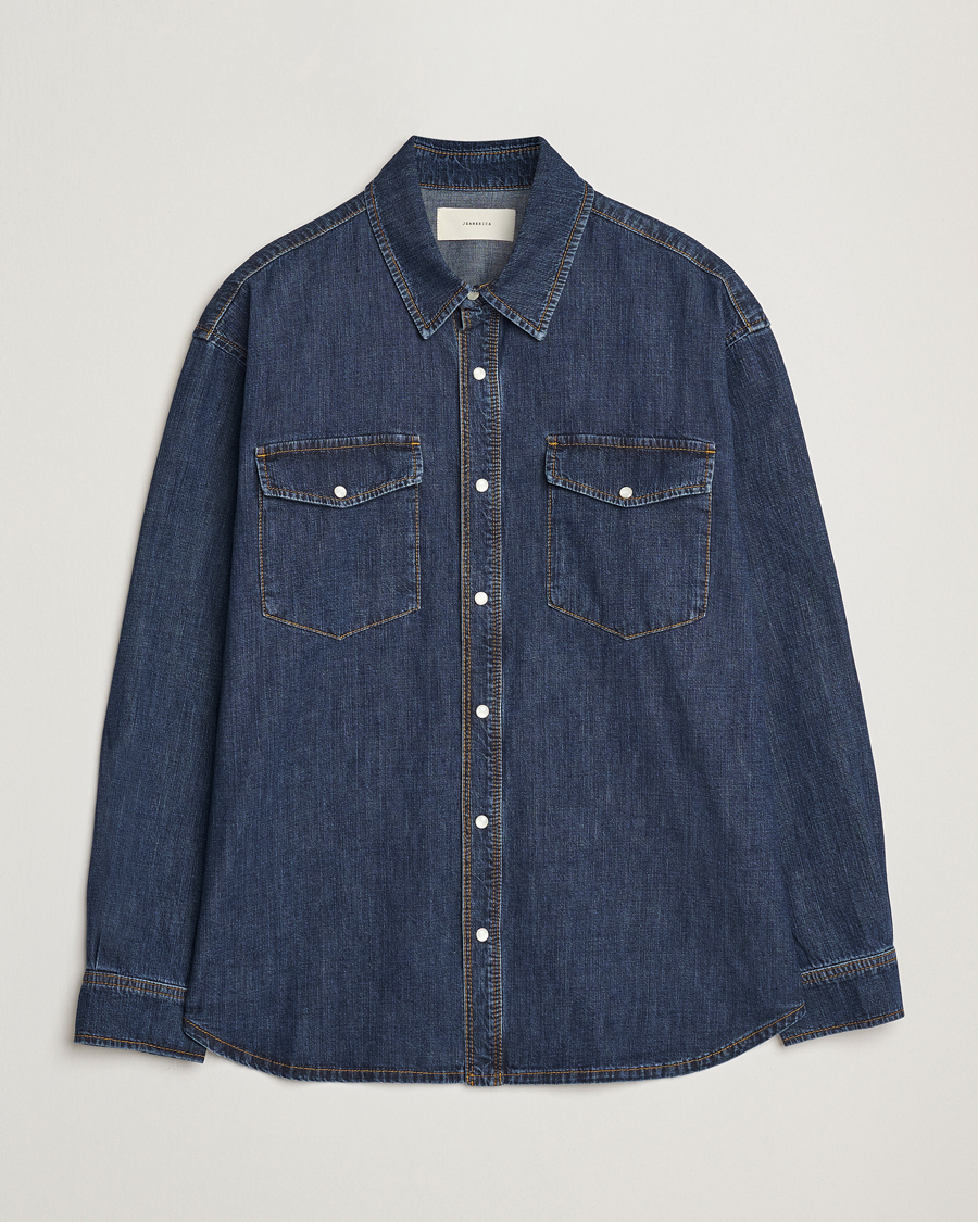 Hombres | Camisas | Jeanerica | Arno Denim Shirt Dark Blue Vintage