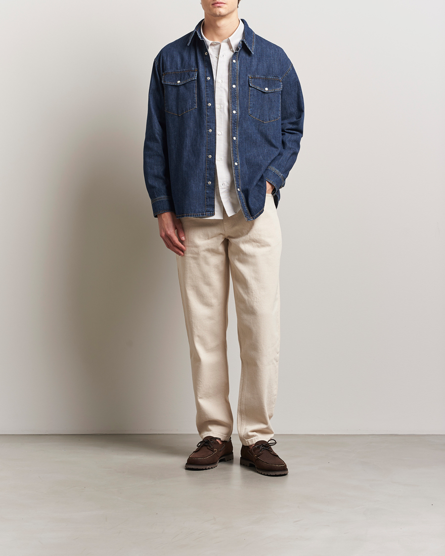 Hombres | Camisas | Jeanerica | Arno Denim Shirt Dark Blue Vintage