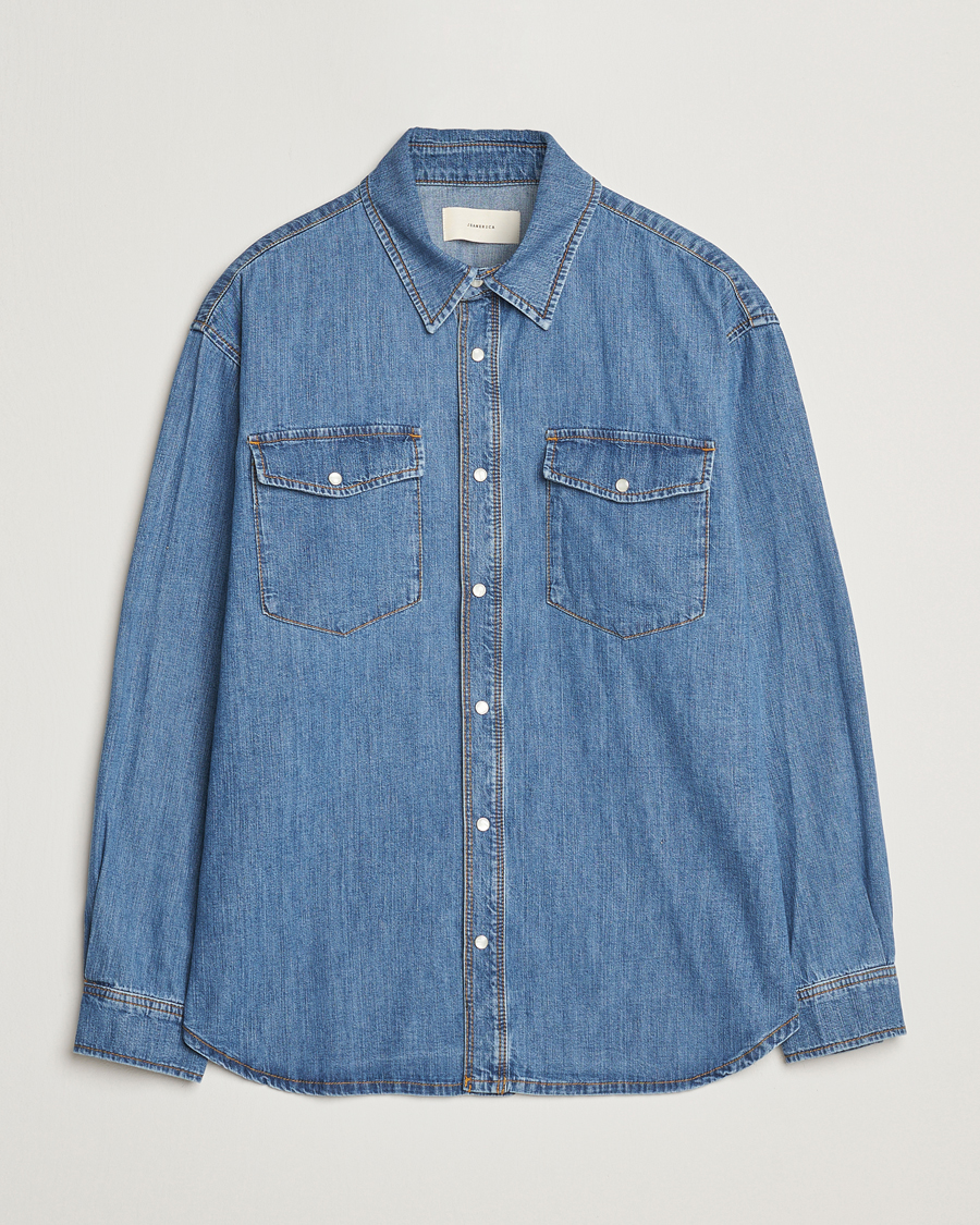 Hombres | Camisas | Jeanerica | Arno Denim Shirt Light Blue Vintage