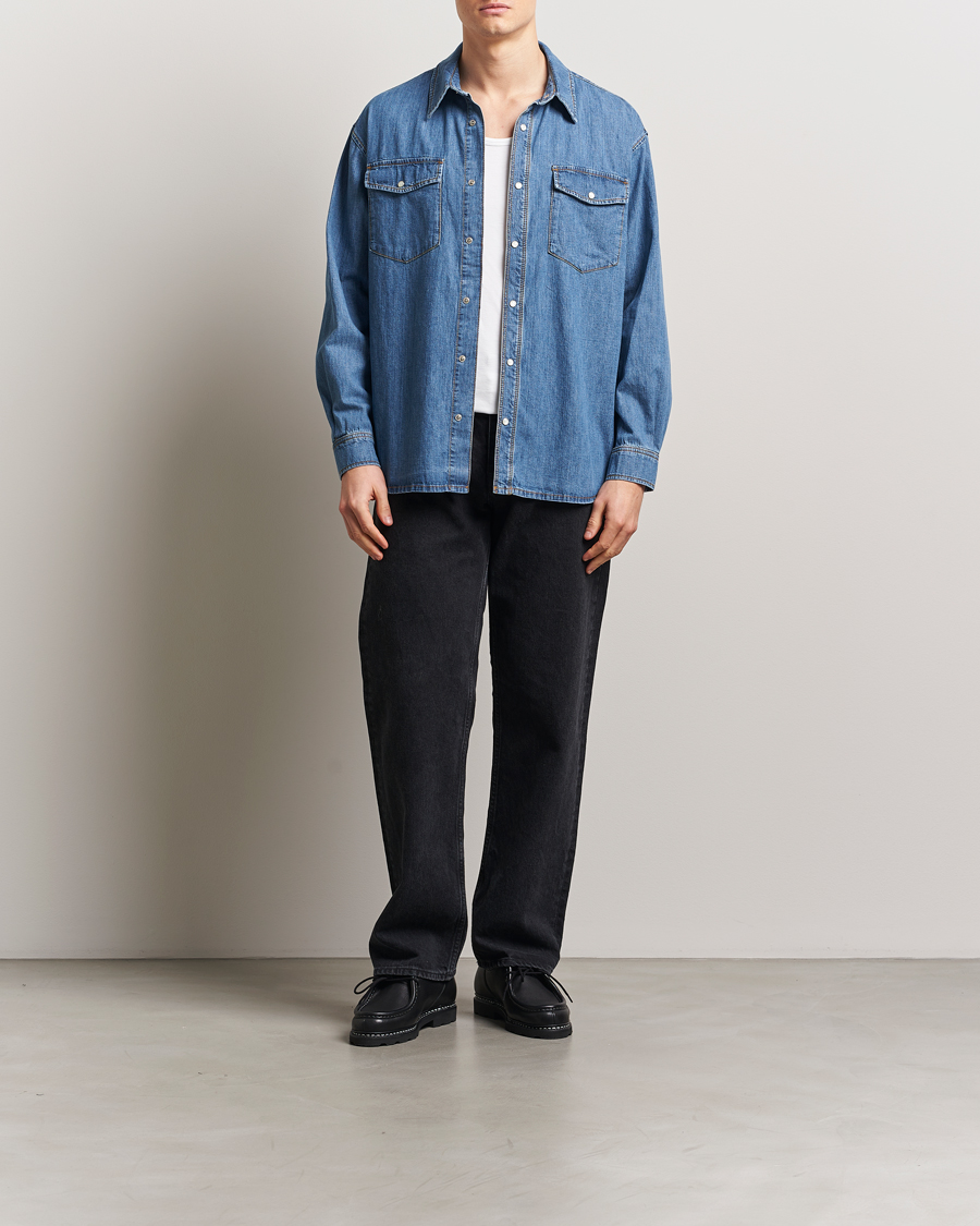 Hombres | Camisas | Jeanerica | Arno Denim Shirt Light Blue Vintage