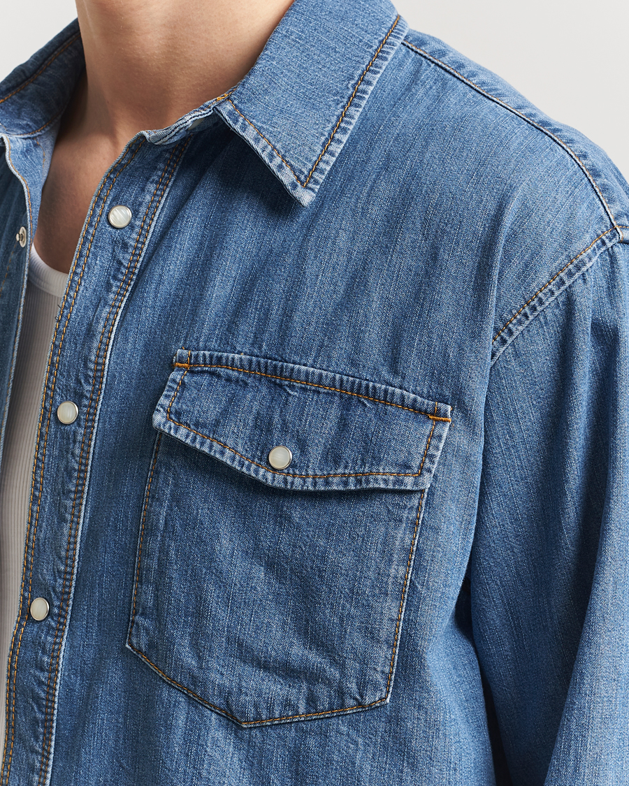 Hombres | Camisas | Jeanerica | Arno Denim Shirt Light Blue Vintage