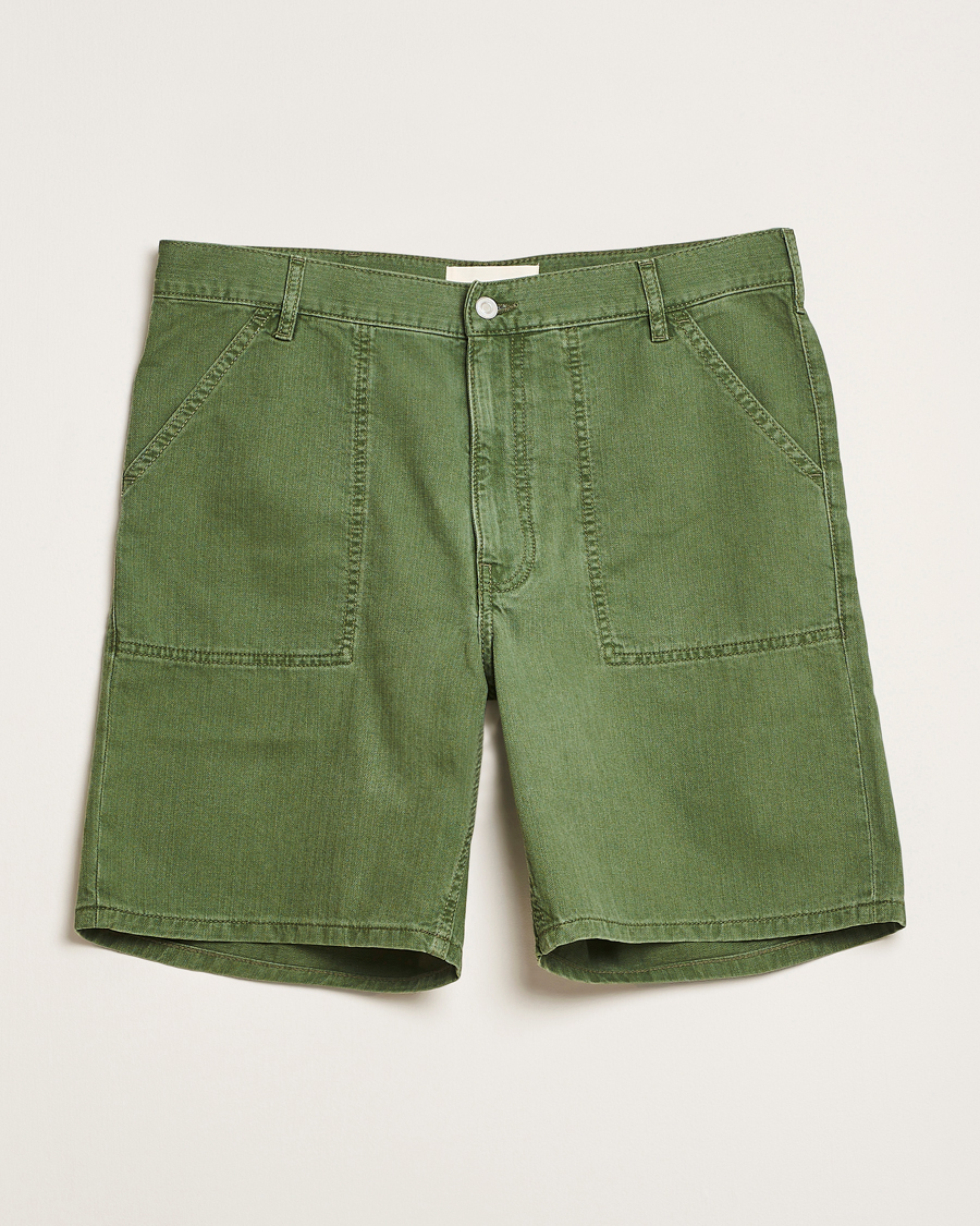 Hombres | Pantalones cortos | Jeanerica | GM011 Genua Worker Chino Shorts Chevron Green