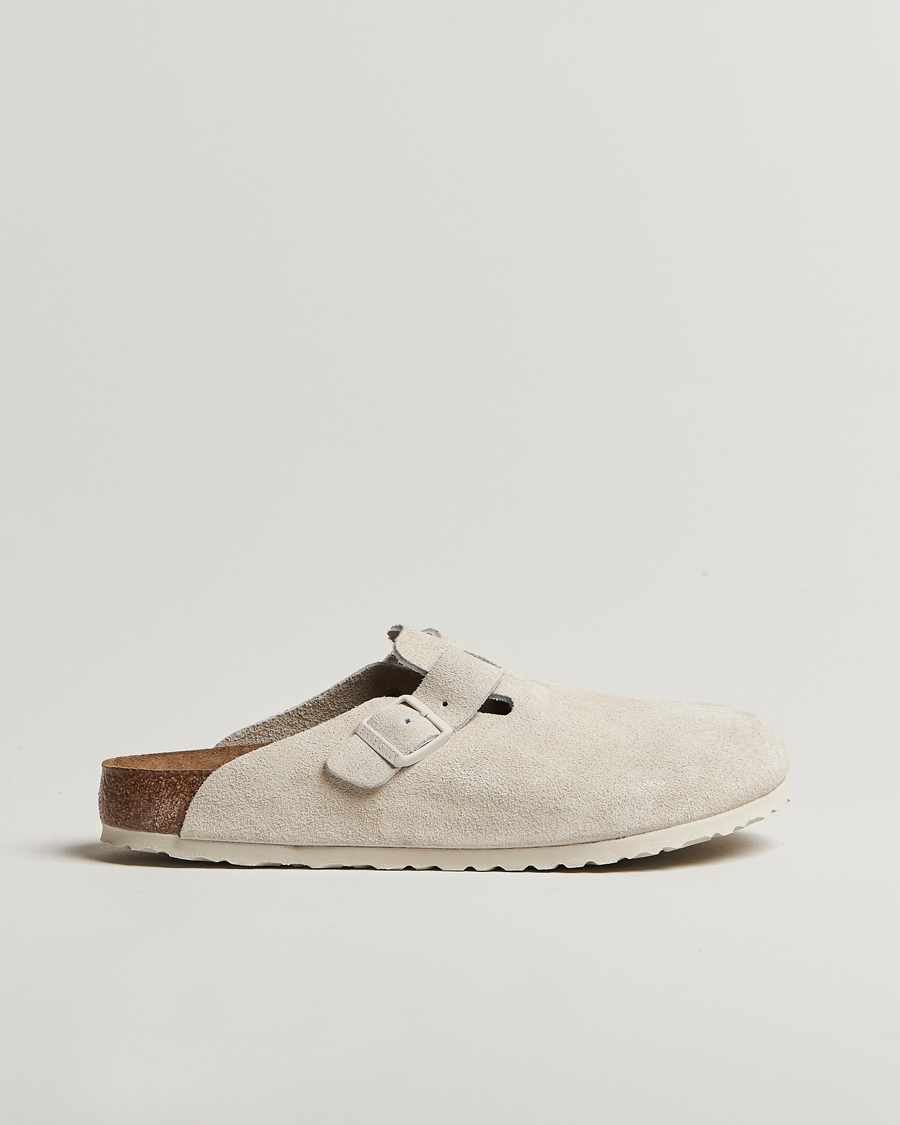 Hombres | BIRKENSTOCK Boston Soft Footbed Antique White Suede | BIRKENSTOCK | Boston Soft Footbed Antique White Suede
