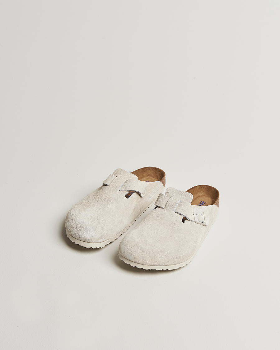 Hombres | BIRKENSTOCK Boston Soft Footbed Antique White Suede | BIRKENSTOCK | Boston Soft Footbed Antique White Suede