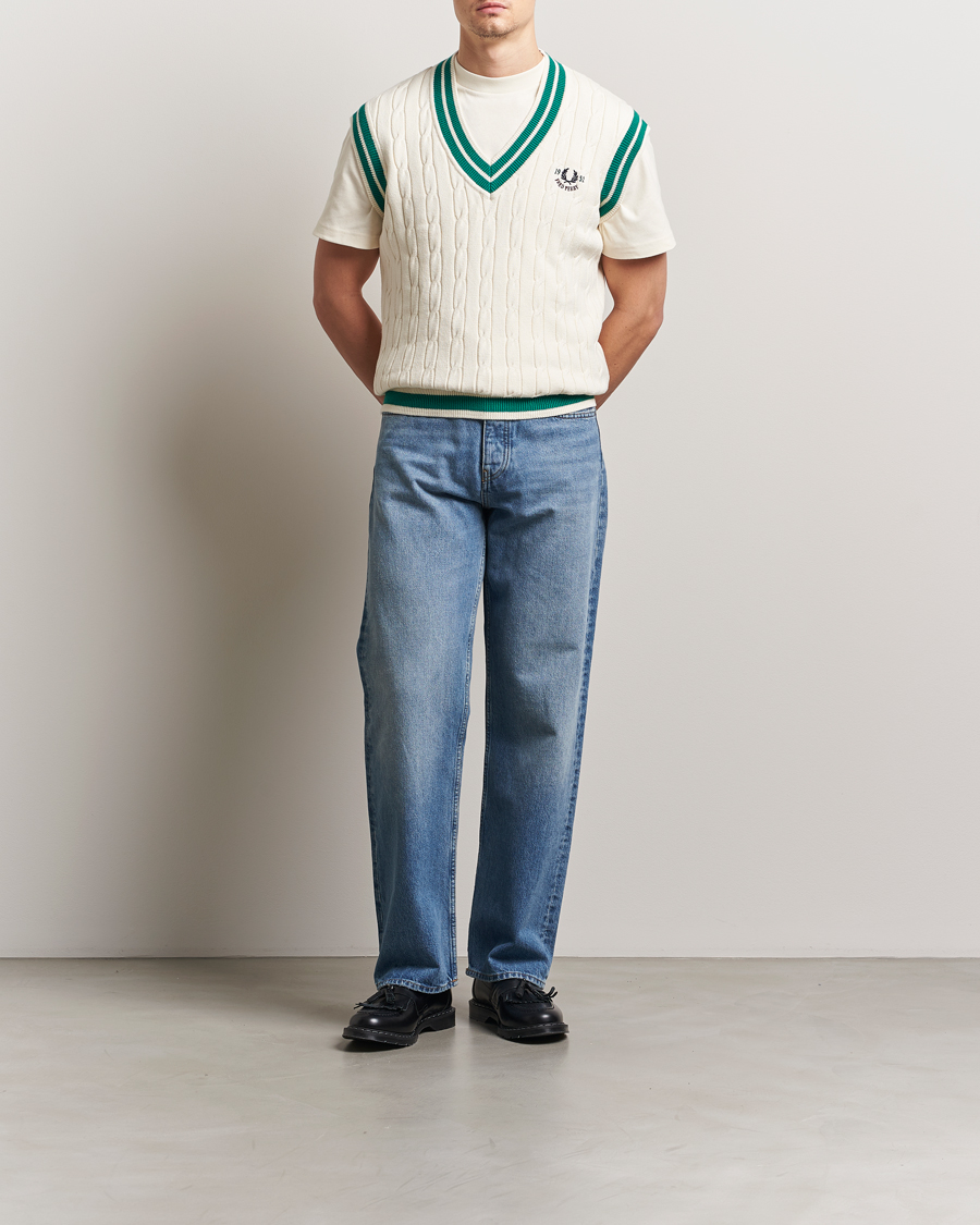 Hombres | Jerséis y prendas de punto | Fred Perry | Cable Knitted Tennis Vest Ecru